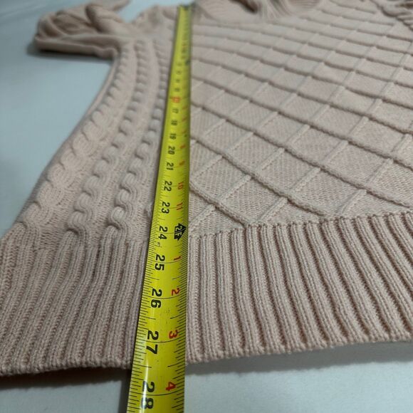 Calvin Klein Womens Sweater Sz Small Light Pink Cowl Neck Cable Knit Tunic EUC - Picture 8 of 12